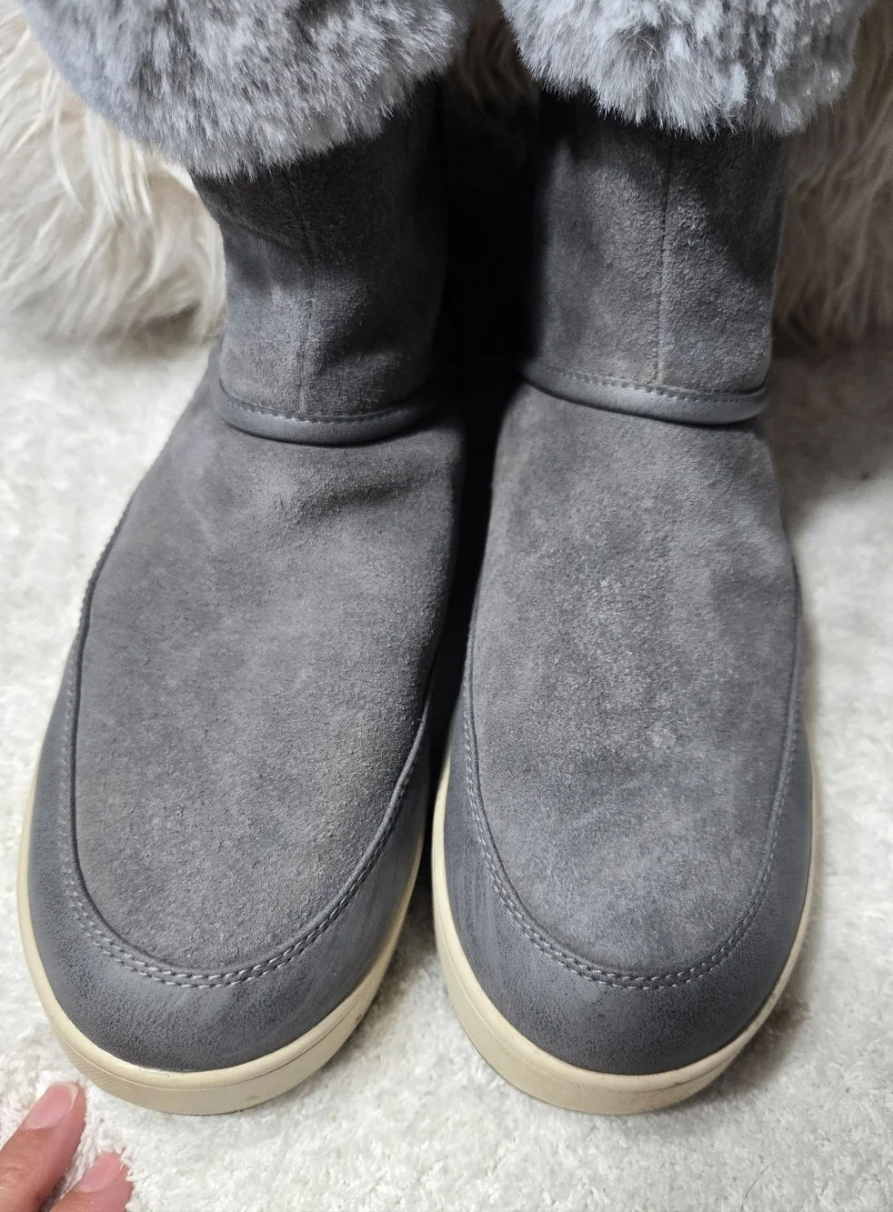 Koolaburra by UGG Women's Tynlee Suede & Faux Fur High Boots Gray Size 10